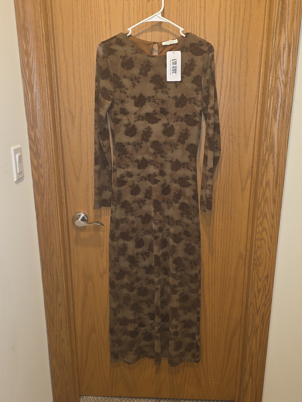 12th Tribe Casanova Brown Floral Print Long Sleeve Maxi Dress